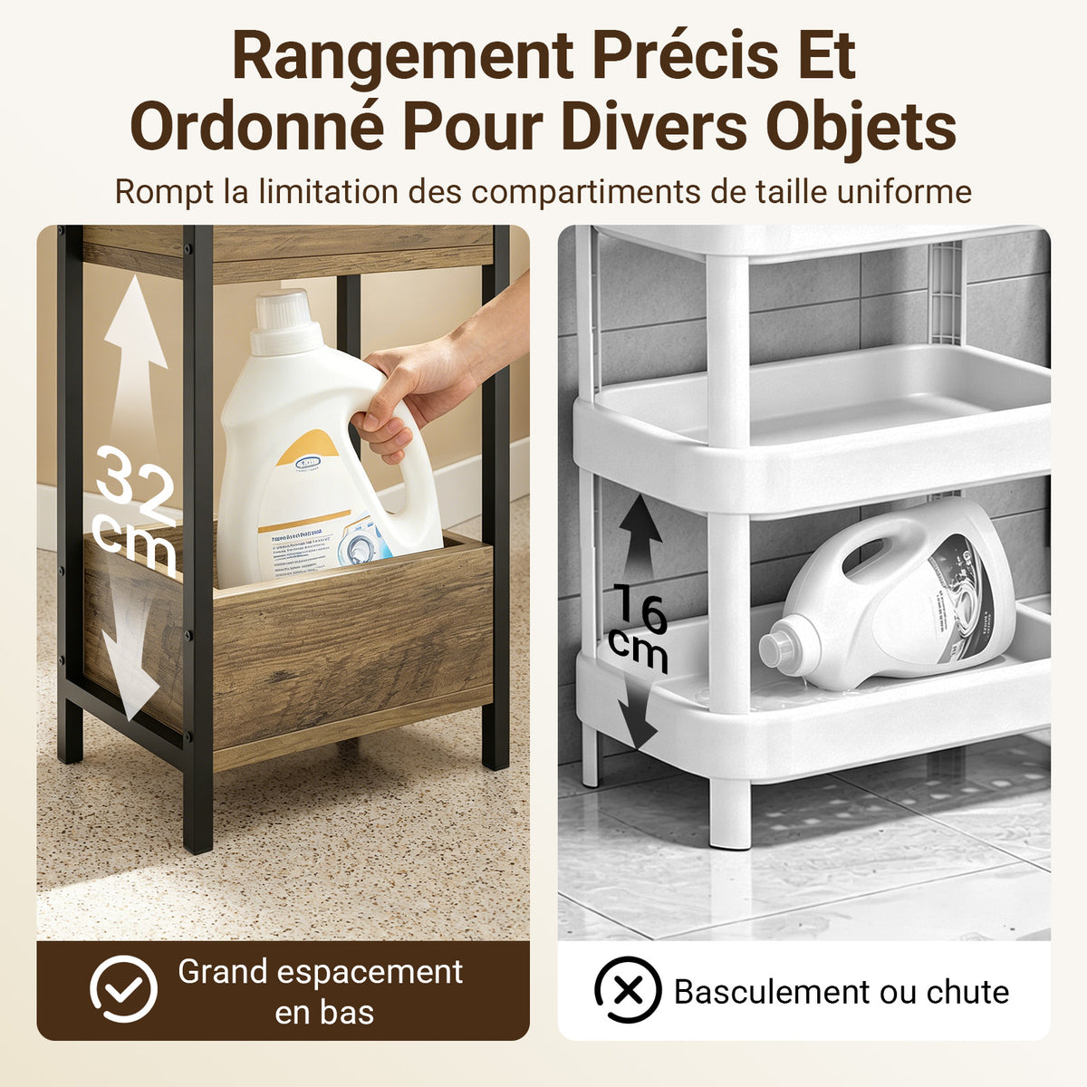 SoBuy FRG226-H-F Étagère WC Étroite 20 cm – Meuble Rangement Toilette Gain de Place, 4 Étagères Compartimentées, Style Industriel Bois et Métal Noir