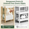 SoBuy FRG226-H-WN Meuble Salle de Bain avec 4 Étagères - Petit Meuble WC Rangement Gain de Place Étagere WC Étroite 20 cm Largeur Rangement Toilette en Bois Naturel Blanc