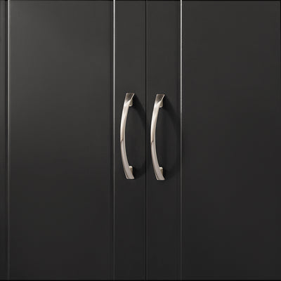 SoBuy FRG231-L-SCH Meuble Haut Suspendu Noir 90 cm avec 3 Portes et Étagère Réglable – MDF E1, Charge 36 kg, Sangle Anti-Basculement