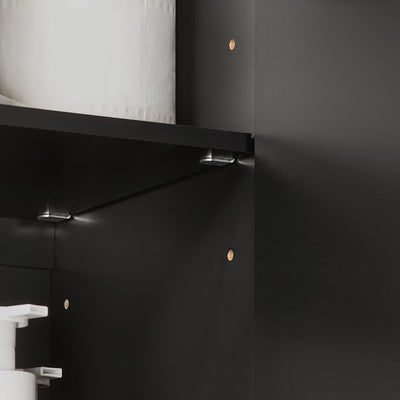 SoBuy FRG231-L-SCH Meuble Haut Suspendu Noir 90 cm avec 3 Portes et Étagère Réglable – MDF E1, Charge 36 kg, Sangle Anti-Basculement