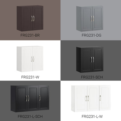 SoBuy FRG231-L-SCH Meuble Haut Suspendu Noir 90 cm avec 3 Portes et Étagère Réglable – MDF E1, Charge 36 kg, Sangle Anti-Basculement