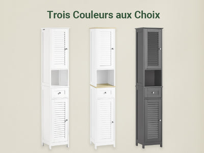 SoBuy FRG236-WN Meuble Colonne de Salle de Bain Armoire Haute Meuble de Rangement avec étagères réglables, 1 Tiroir et 2 Portes