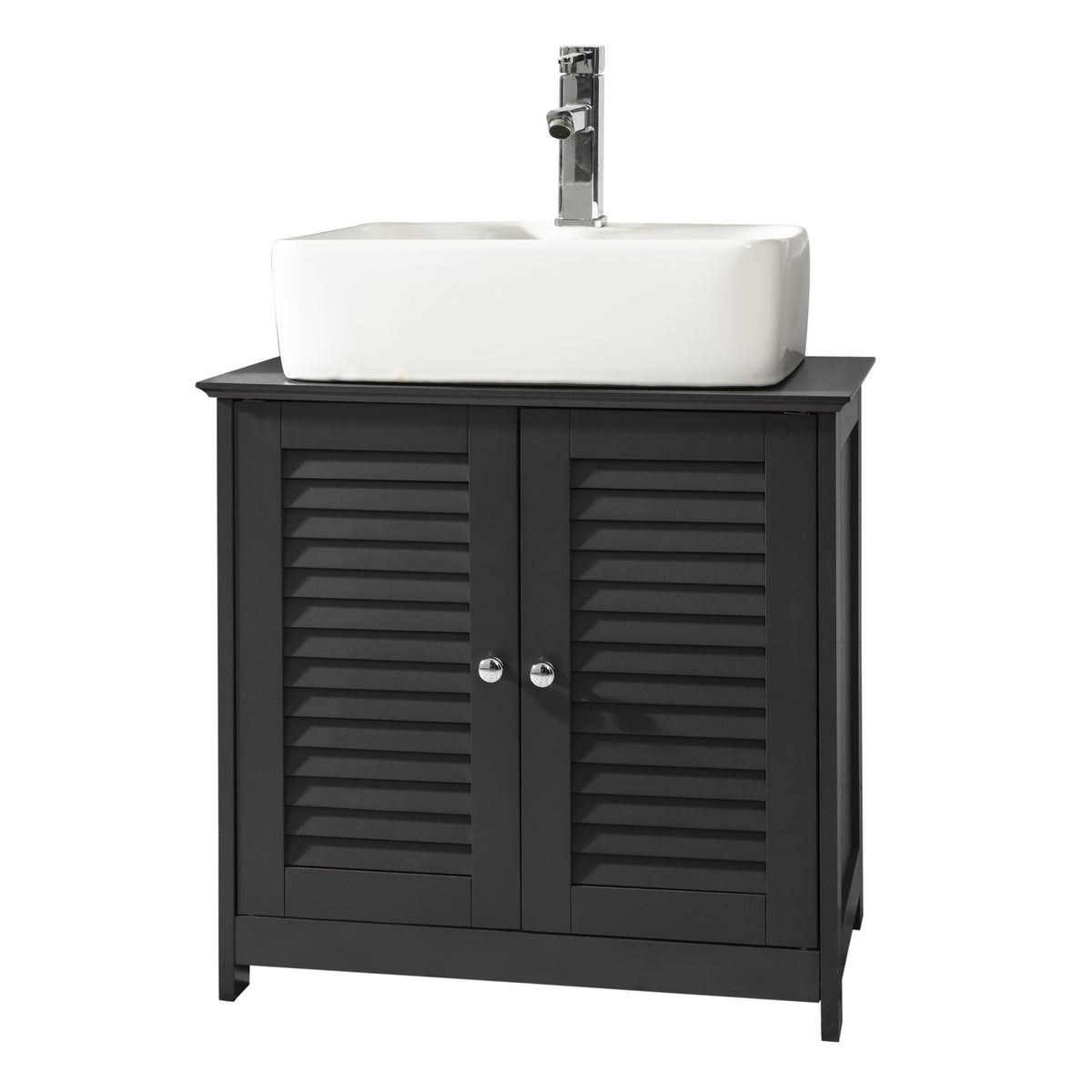 SoBuy FRG237-DG Meuble sous Lavabo, Meuble sous Vasque avec Étagères Ajustables, Meuble Salle de Bain avec Portes Anti-humidi