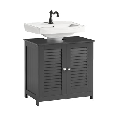 SoBuy FRG237-II-DG Meuble sous-Lavabo, Meuble sous Vasque avec Étagères Ajustables, Meuble de Salle de Bain en MDF, pour Colo