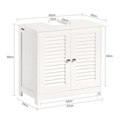 SoBuy FRG237-W Meuble Sous-Lavabo Meuble de Salle de Bain Vasque, 2 portes et 2 étages