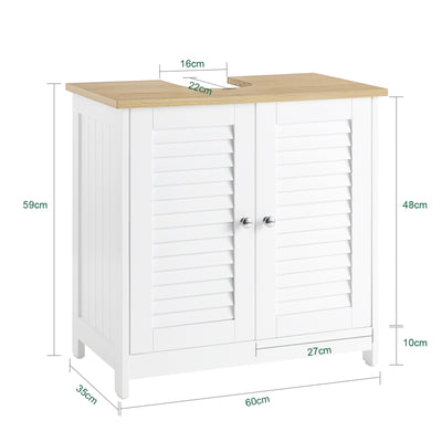 SoBuy FRG237-WN Meuble Sous Lavabo, Meuble sous Vasque avec 2 Portes et 2 Étages