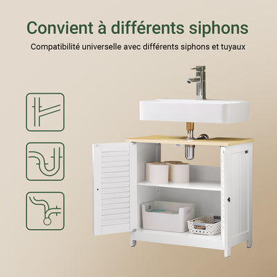 SoBuy FRG237-WN Meuble Sous Lavabo, Meuble sous Vasque avec 2 Portes et 2 Étages