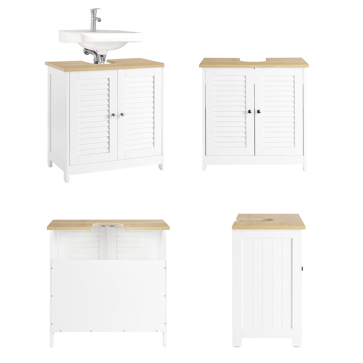 SoBuy FRG237-WN Meuble Sous Lavabo, Meuble sous Vasque avec 2 Portes et 2 Étages