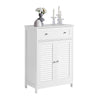 SoBuy FRG238-W Meuble de Salle de Bain avec 2 Portes Persiennes – 1 Tiroir, Étagère Réglable, 60×35×87 cm, Blanc