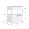 SoBuy FRG258-II-E-W Table de Chevet avec Station de Charge 4-en-1, 2 Tiroirs et Étagère – Blanc, 45×38×55,5 cm