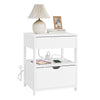 SoBuy FRG258-II-E-W Table de Chevet avec Station de Charge 4-en-1, 2 Tiroirs et Étagère – Blanc, 45×38×55,5 cm