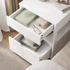 SoBuy FRG258-II-E-W Table de Chevet avec Station de Charge 4-en-1, 2 Tiroirs et Étagère – Blanc, 45×38×55,5 cm