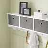 SoBuy FRG282-W Porte Manteau Mural avec 5 Crochets et 3 Paniers - Porte Manteau Mural Bois, Meuble Entrée avec Étagère - Penderie Suspendue pour Chambre, Salon, Salle de Bain - Blanc 100x20x30cm