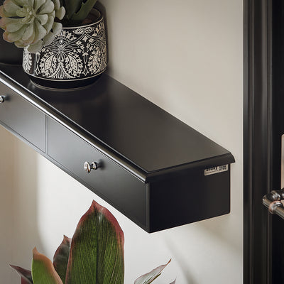 SoBuy FRG43-SCH Étagère Murale 64 × 15 × 10 cm avec 2 Tiroirs – Noir