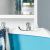 SoBuy FRG48-L-W Portemanteau Étagère Murale Porte-Manteau Salle de Bain Meuble d’Entrée avec 4 Compartiments de Rangement Et 5 Crochets Blanc