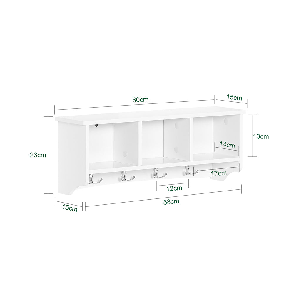 SoBuy FRG48-W Portemanteau Étagère murale Porte-manteau salle de bain Meuble d’entrée