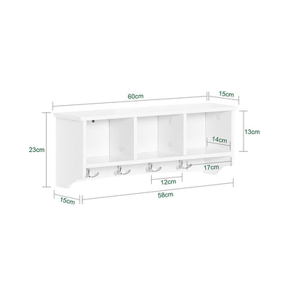 SoBuy FRG48-W Portemanteau Étagère murale Porte-manteau salle de bain Meuble d’entrée