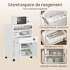 SoBuy FSB09-E-W Desserte de Cuisine avec Station de Charge 4-en-1 – Roulettes ou Pieds, 1 Tiroir, 2 Portes, Étagère Réglable, Blanc, 61,5×40×92 cm
