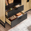 SoBuy FSB103-N Buffet Cuisine avec Étagère Réglable, pour Cuisine et Salle à Manger, Rangement Optimisé, Usage Quotidien – L107×P40×H85 cm, Métal, Chêne et Noir