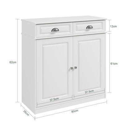 SoBuy FSB104-W Armoire à Chaussures avec Tiroirs et Étagères Réglables, Meuble d'Entrée – 80x35x82 cm, Blanc