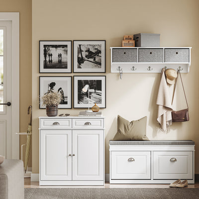 SoBuy FSB104-W Armoire à Chaussures avec Tiroirs et Étagères Réglables, Meuble d'Entrée – 80x35x82 cm, Blanc