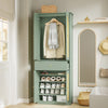 SoBuy FSB107-GR Armoire à Chaussures en Cannage avec Penderie Intégrée – 1 Tiroir, Meuble d'Entrée – 70×34×180 cm, Vert