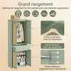 SoBuy FSB107-GR Armoire à Chaussures en Cannage avec Penderie Intégrée – 1 Tiroir, Meuble d'Entrée – 70×34×180 cm, Vert