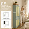 SoBuy FSB107-GR Armoire à Chaussures en Cannage avec Penderie Intégrée – 1 Tiroir, Meuble d'Entrée – 70×34×180 cm, Vert