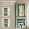 SoBuy FSB107-GR Armoire à Chaussures en Cannage avec Penderie Intégrée – 1 Tiroir, Meuble d'Entrée – 70×34×180 cm, Vert