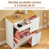 SoBuy FSB111-WN Buffet de Cuisine avec Plan de Travail – 3 Tiroirs et 2 Portes, Style Scandinave – 80×38×90 cm, Blanc et Bois
