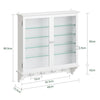 SoBuy FSB114-E-W Armoire Murale Suspendue Blanche 2 Portes Vitrées – Meuble de Rangement Peu Profond avec Éclairage LED pour Salle de Bain, Cuisine et Salon – 68×13,5×68,5 cm, Charge 18 kg