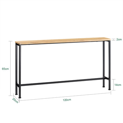 SoBuy FSB19-E Console d’Entrée Design Fonctionnel et Gain de Place, Design Moderne, Structure Robuste, Usage Quotidien – L120×P20×H65 cm, Métal, Naturel et Noir