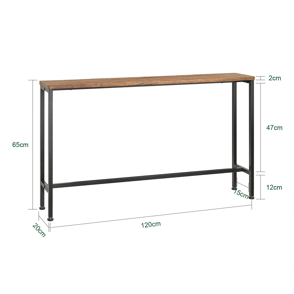 SoBuy FSB19-N Table Console Étroite, Table d'Appoint, Bout de Canapé, Table d’Entrée, Cadre et 4 Pieds en Fer, pour Salon, Entrée, Couloir, Intustriel, L120xP20xH65 cm