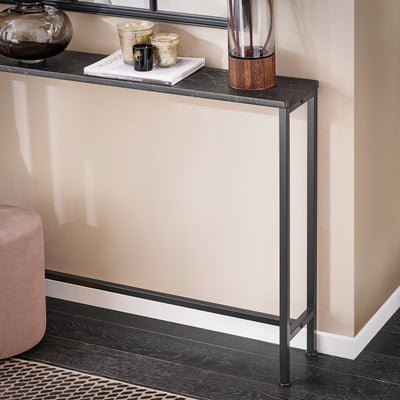 SoBuy FSB19-XL-SCH Console d’Entrée Design Fonctionnel et Gain de Place, Design Moderne, Style Industriel, pour Salon et Chambre – L120×P20×H80 cm, Métal, Noir