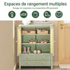 SoBuy FSB72-GR Meuble d’Entrée Rotin Vert – 4 Tiroirs, Style Bohème Naturel