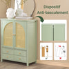 SoBuy FSB72-GR Meuble d’Entrée Rotin Vert – 4 Tiroirs, Style Bohème Naturel