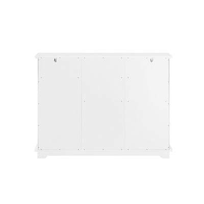 SoBuy FSB77-W Buffet Cuisine avec 3 Portes Vitrées et 2 Tiroirs, pour Cuisine et Salle à Manger, Rangement Optimisé, Design Fonctionnel – L119×P40×H90 cm, Blanc