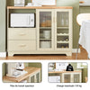 SoBuy FSB81-MI Buffet Cuisine avec Espace Micro-Ondes et Range-Bouteilles Meuble de Rangement Cuisine 120 cm avec Portes en Verre Meuble pour Salon, Salle à Manger ou Entrée 120x90x40cm Beige