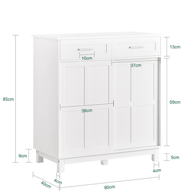 SoBuy FSB84-W Meuble de Rangement Meuble d’entrée Buffet Placard avec 2 Tiroirs et 2 Portes Coulissantes