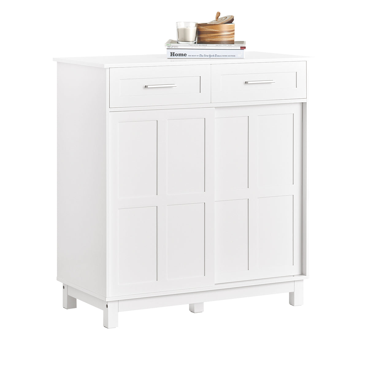 SoBuy FSB84-W Meuble de Rangement Meuble d’entrée Buffet Placard avec 2 Tiroirs et 2 Portes Coulissantes