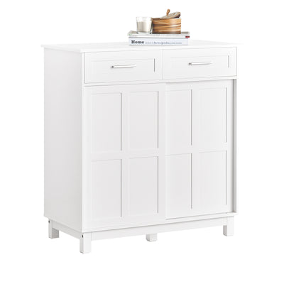 SoBuy FSB84-W Meuble de Rangement Meuble d’entrée Buffet Placard avec 2 Tiroirs et 2 Portes Coulissantes