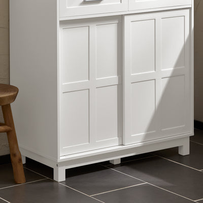 SoBuy FSB84-W Meuble de Rangement Meuble d’entrée Buffet Placard avec 2 Tiroirs et 2 Portes Coulissantes