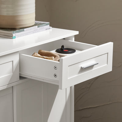 SoBuy FSB84-W Meuble de Rangement Meuble d’entrée Buffet Placard avec 2 Tiroirs et 2 Portes Coulissantes