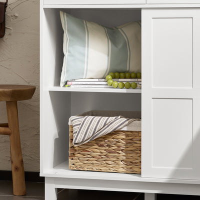 SoBuy FSB84-W Meuble de Rangement Meuble d’entrée Buffet Placard avec 2 Tiroirs et 2 Portes Coulissantes