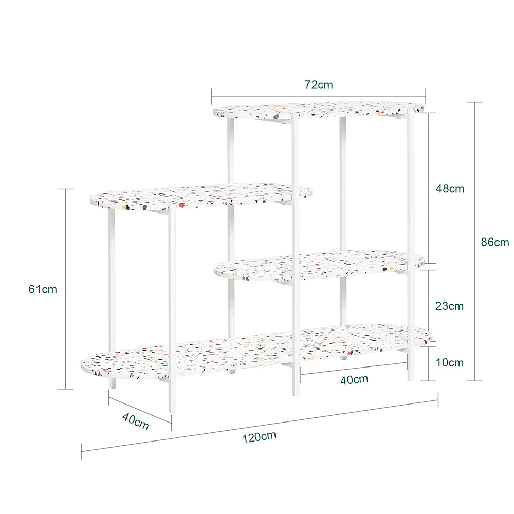 SoBuy FSB89-W Table Console, Table d'Appoint, Table d’Entrée, Étagère de Rangement, Étagère Asymétrique à 4 Niveaux