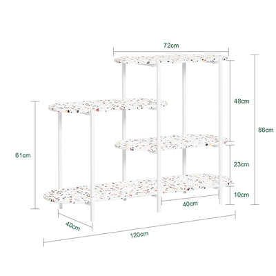 SoBuy FSB89-W Table Console, Table d'Appoint, Table d’Entrée, Étagère de Rangement, Étagère Asymétrique à 4 Niveaux