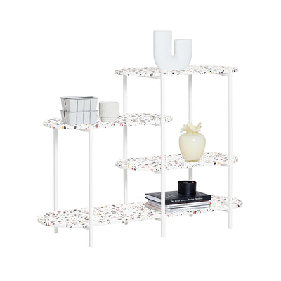 SoBuy FSB89-W Table Console, Table d'Appoint, Table d’Entrée, Étagère de Rangement, Étagère Asymétrique à 4 Niveaux