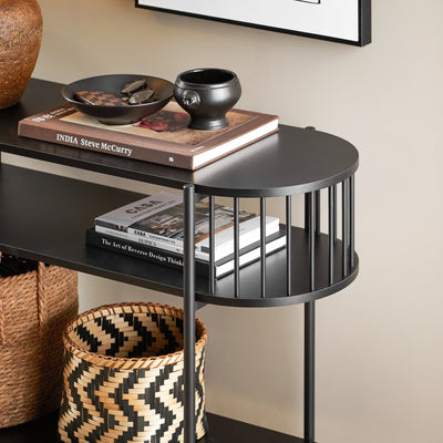 SoBuy FSB90-SCH Console d'Entrée 3 Niveaux Design Industriel 110×39×76 cm – Noir