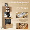 SoBuy FSB98-E-N Buffet de Cuisine – 2 Prises & 2 USB, Lampe LED, Niche Micro-Ondes, 60×40×170 cm