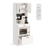 SoBuy FSB98-E-WG Buffet de Cuisine 170 cm avec Prise Intégrée – 2 Prises + 2 USB, Lampe LED, Niche Micro-Ondes, Charge 75 kg, Blanc et Bois